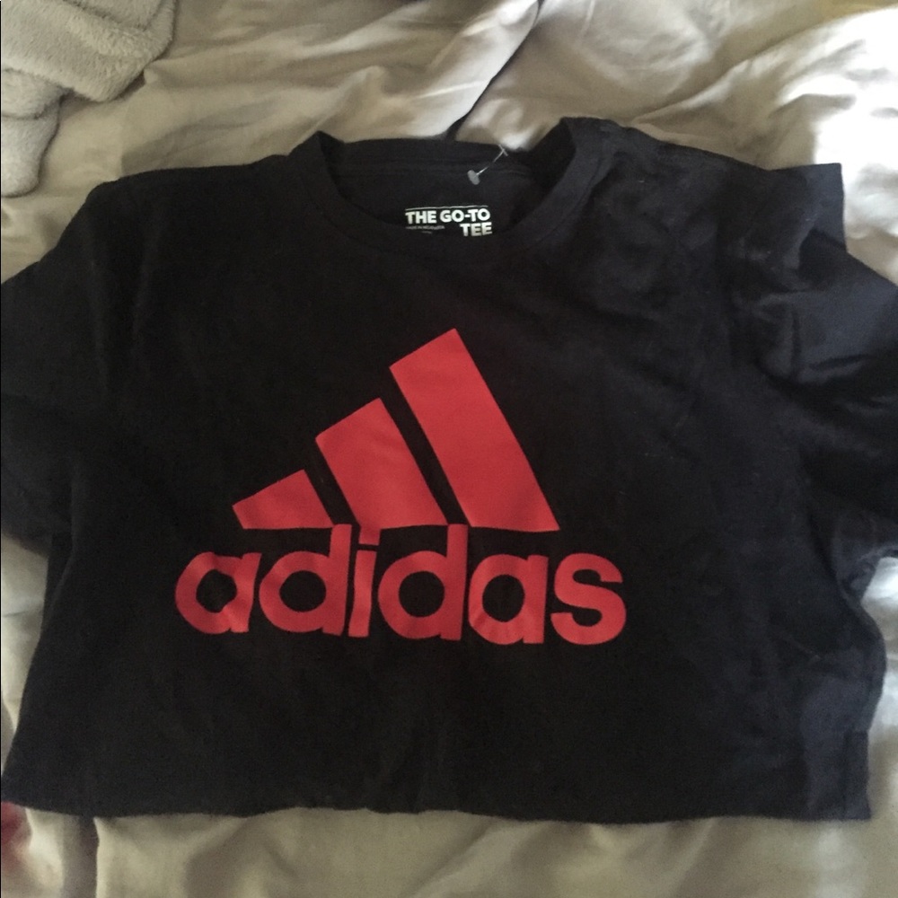 Black Adidas Red logo tee